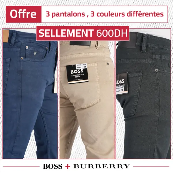 Packs de 3 pantalons en toile piqué de coton 5 poches Ref-Pck733241V ( Beige + Bleu roi + Charocal Gris )